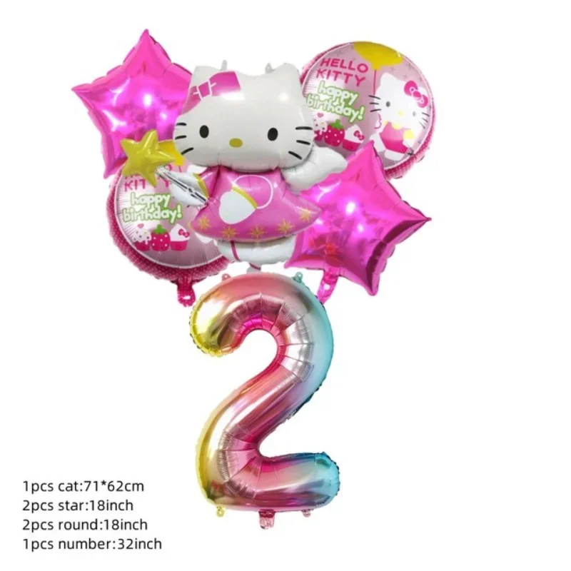 Hello Kitty Cat Pink Baby Shower Decorations 5th Girls Birthday Balloons Globos Paper Plate Disposable Tableware Party Supplies