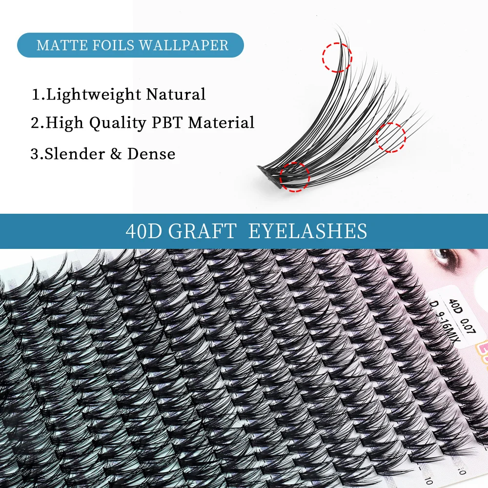 14 Rows Eyelashes Extension 280 Clusters 40D Mix 9-16mm Cluster Lashes Natural Thick Fake Eyelash 3D Strip Individual Makeup