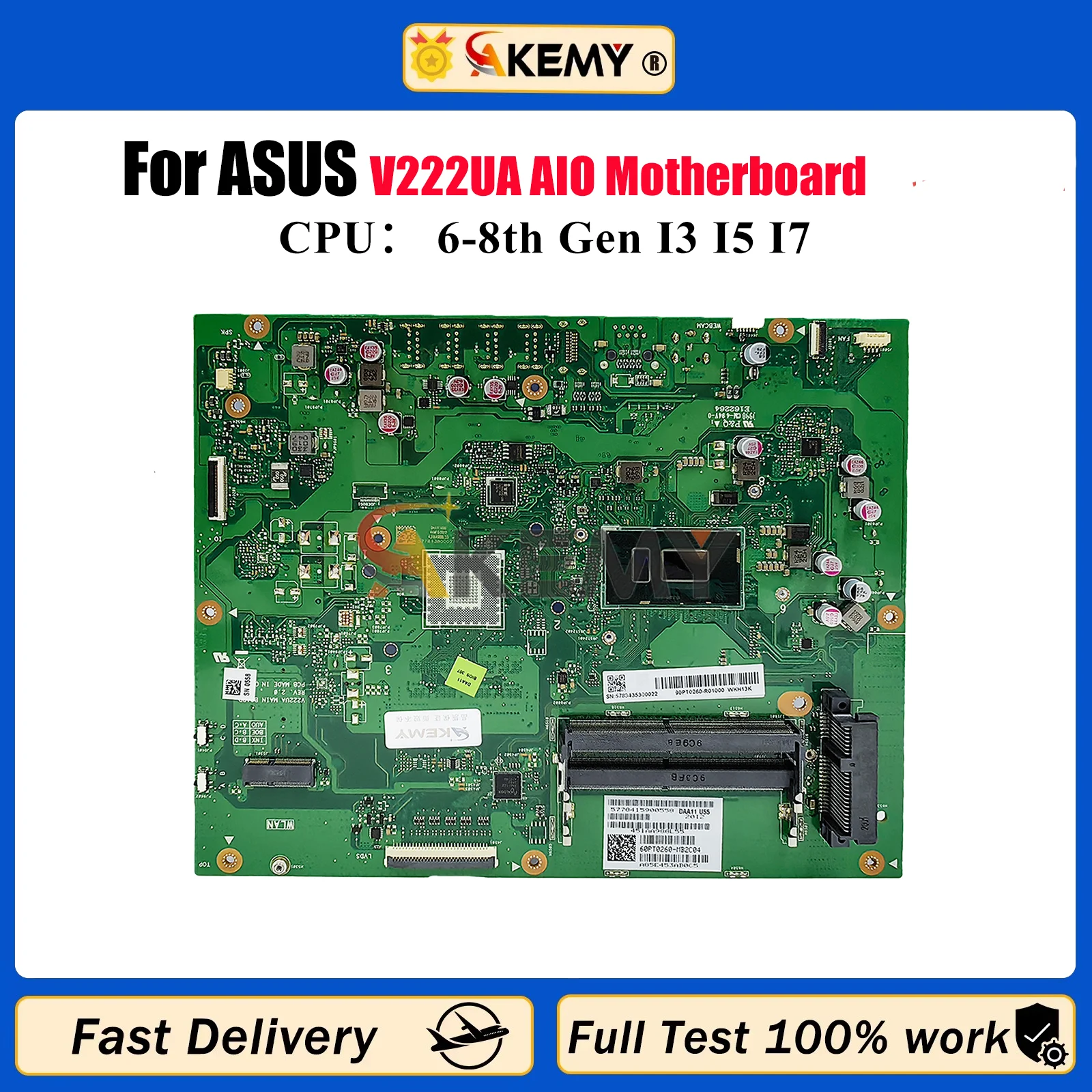 

Материнская плата V222UA для ASUS Vivo AiO V222U V222UA, материнская плата с процессором I3 I5 I7, 100% тестирование, ОК, быстрая доставка, высокое качество