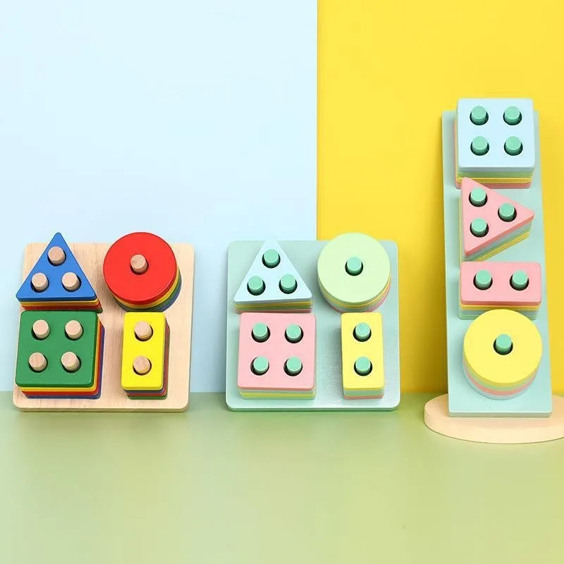 Juguetes de clasificación y apilamiento de madera Montessori, juego de combinación de colores para preescolar, entrenamiento de la percepción del