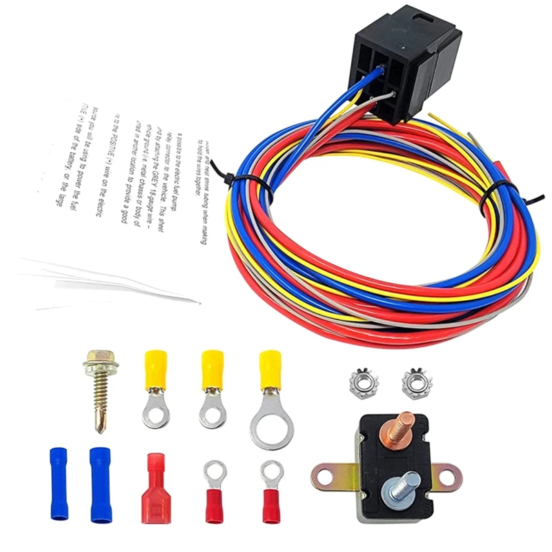 Fuel Pump Harness And Relay Kit ABS 30A Relay Circuit Breaker And Crimp Terminals & Hardware