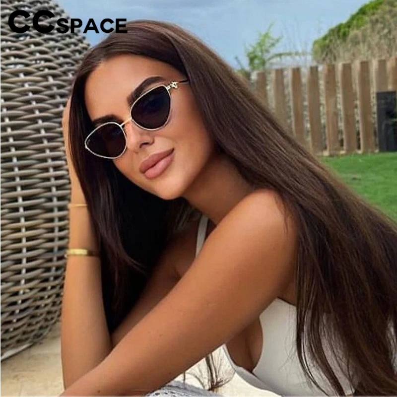 New In Triangle Cat Eye Sunglasses Fashion Luxury Female Metal Sunscreen Suneyeglass PARTY Sand Perform Gafas De Sol 300459