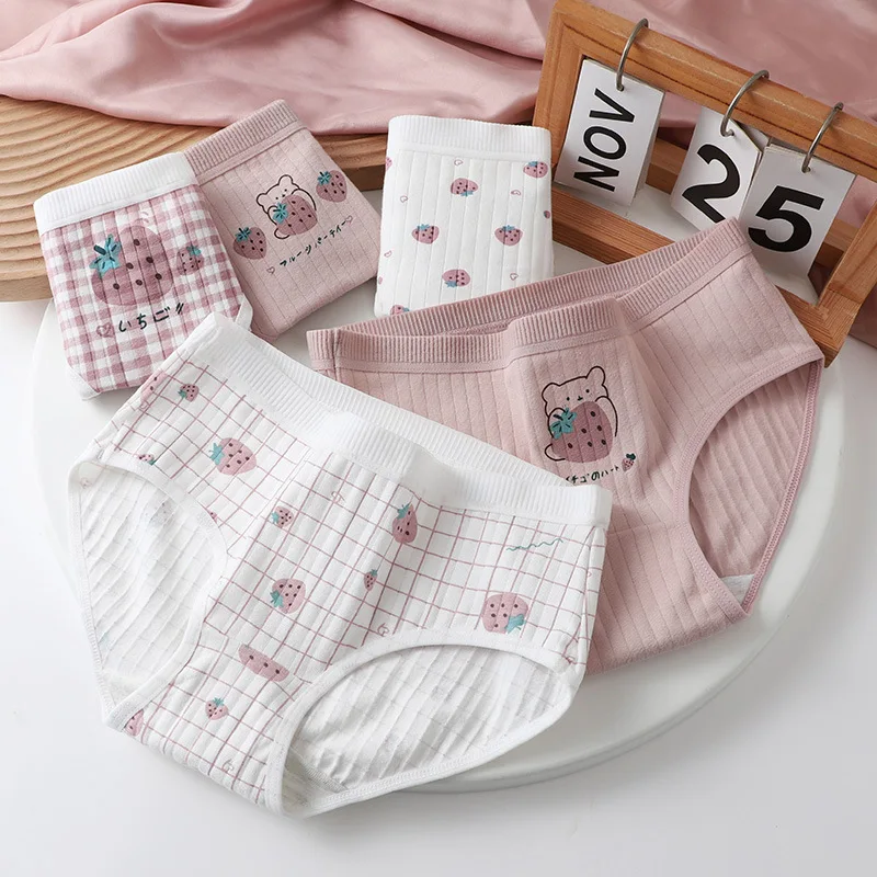 New 5Pcs/set Cotton Panties Cartoon Girls Briefs Sexy Women Underwear Mid Waist Panty Shorts Lingeries Female Underpants