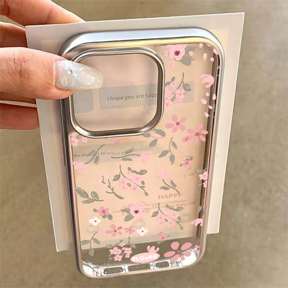 Blumen-Handyhülle für iPhone 17 15 13 14 16 11 12 Pro Max Plus 16 17 XR XS Hüllen Transparent Silberbeschichtet Luxus-Schutzhülle – Detail 16