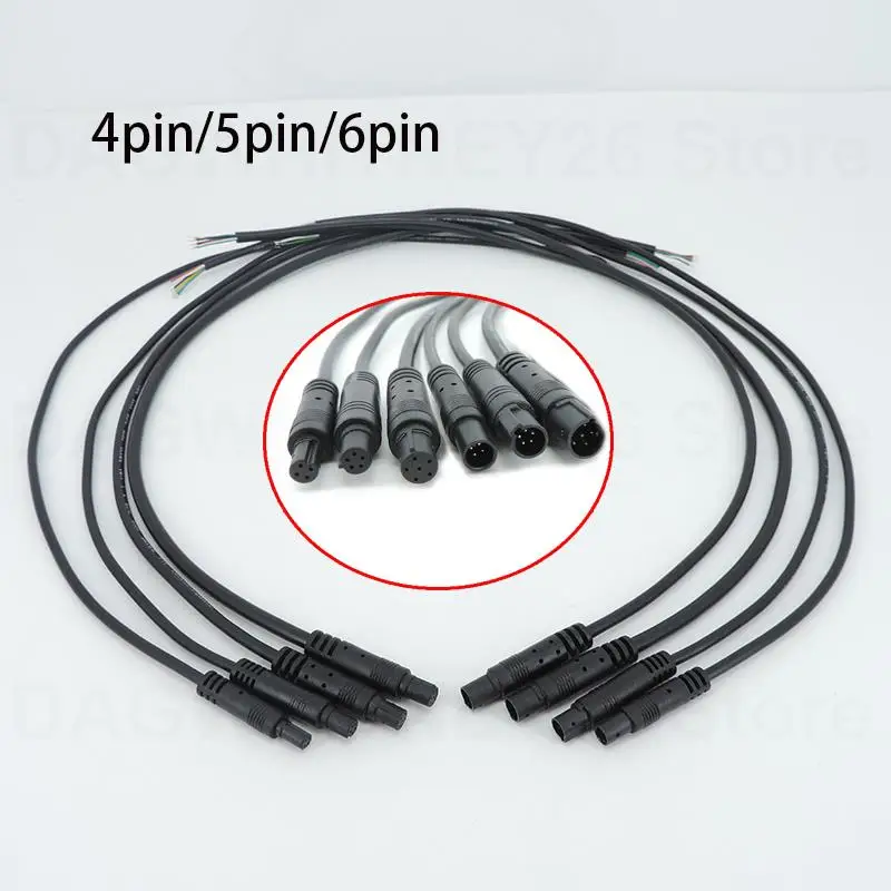 Car Rear View Camera Cable 4Pin 5Pin 6Pin Male and Female for car Jack Line Recorder Rear 50CM Tail Wire