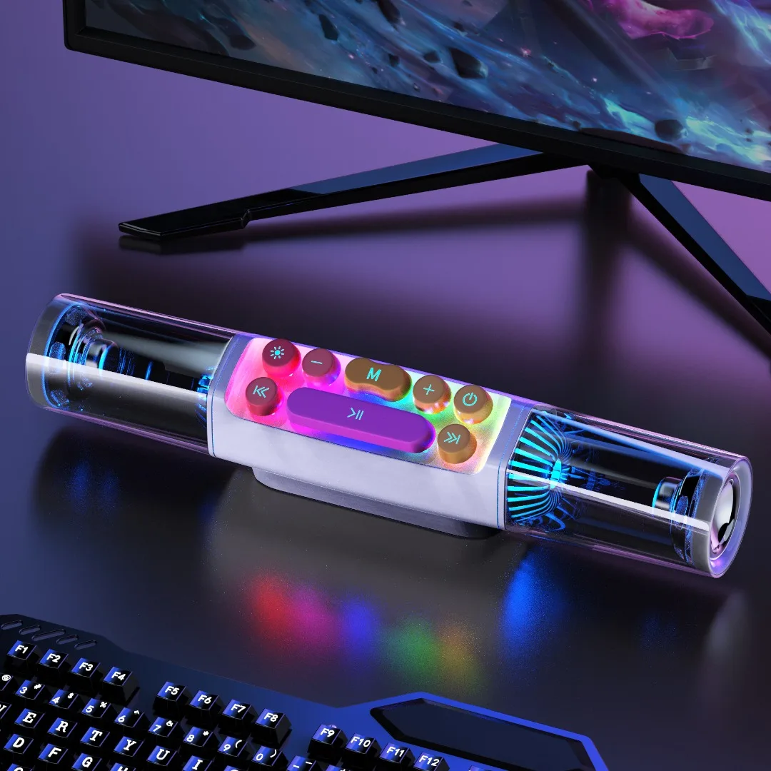 

Strong Bass Wireless Gaming Speakers Transparent Mechanical Keyboard Soundbar 4000mAh Hifi Stereo Surround Sound Computer