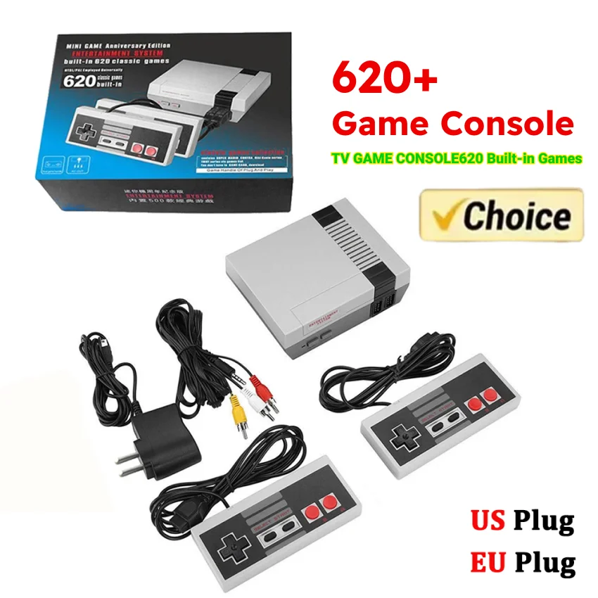 Mini TV Handheld Family Recreation Video Game Console AV Output Retro Built-in 620 Classic Games Dual Gamepad Gaming Player