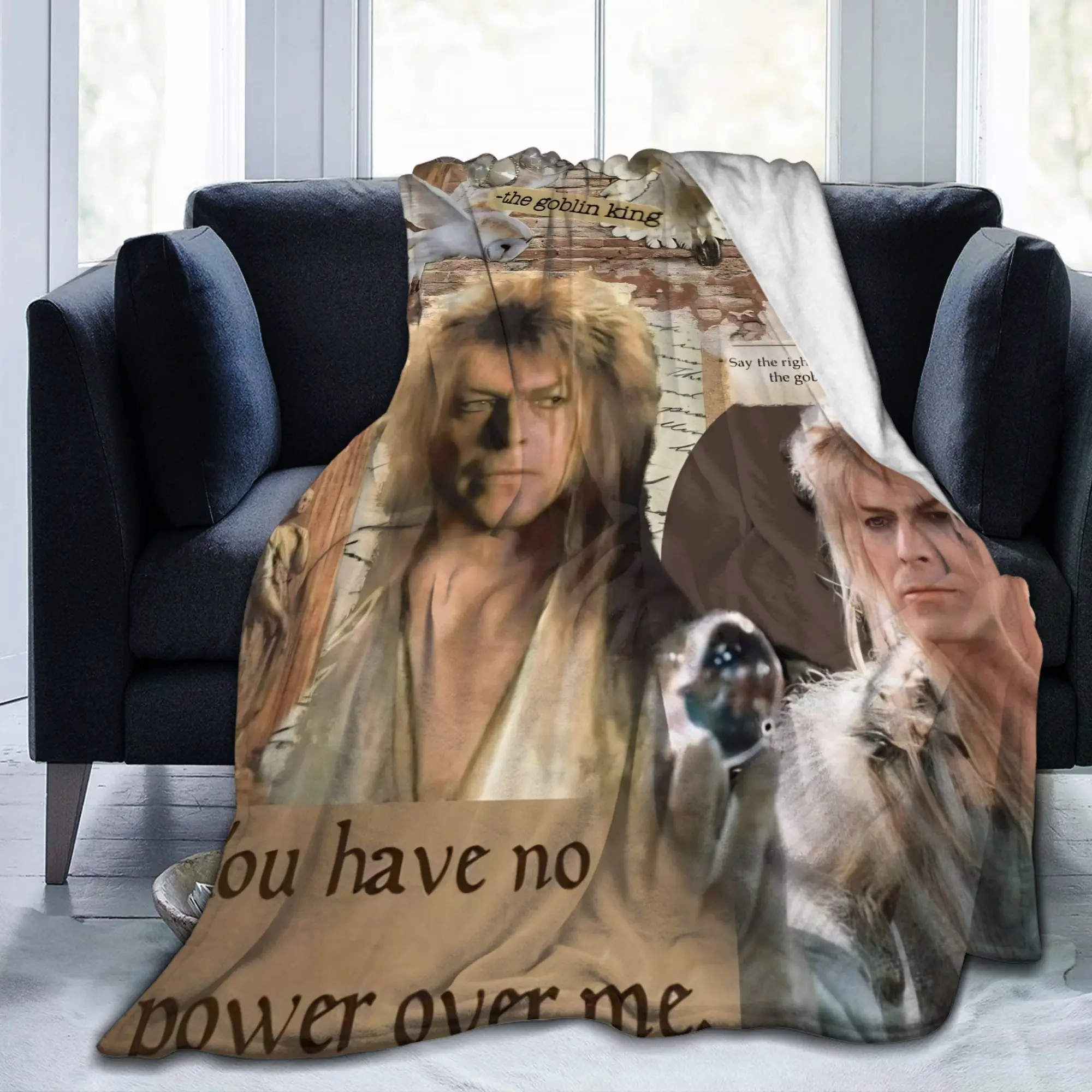 Labyrinths Jareth the-Goblin-King Flannel Throw Blanket Classic Movie Bedding Knitted Blanket Office Portable Breathable Throws