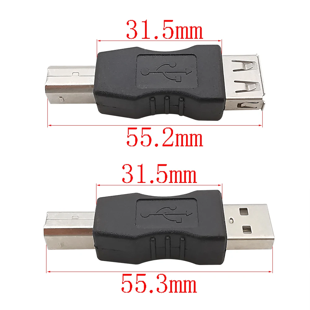 USB Connector USB 2.0 Type A Male / Female Socket to USB Type B Male Plug Printer Square Interface Converter Adapter