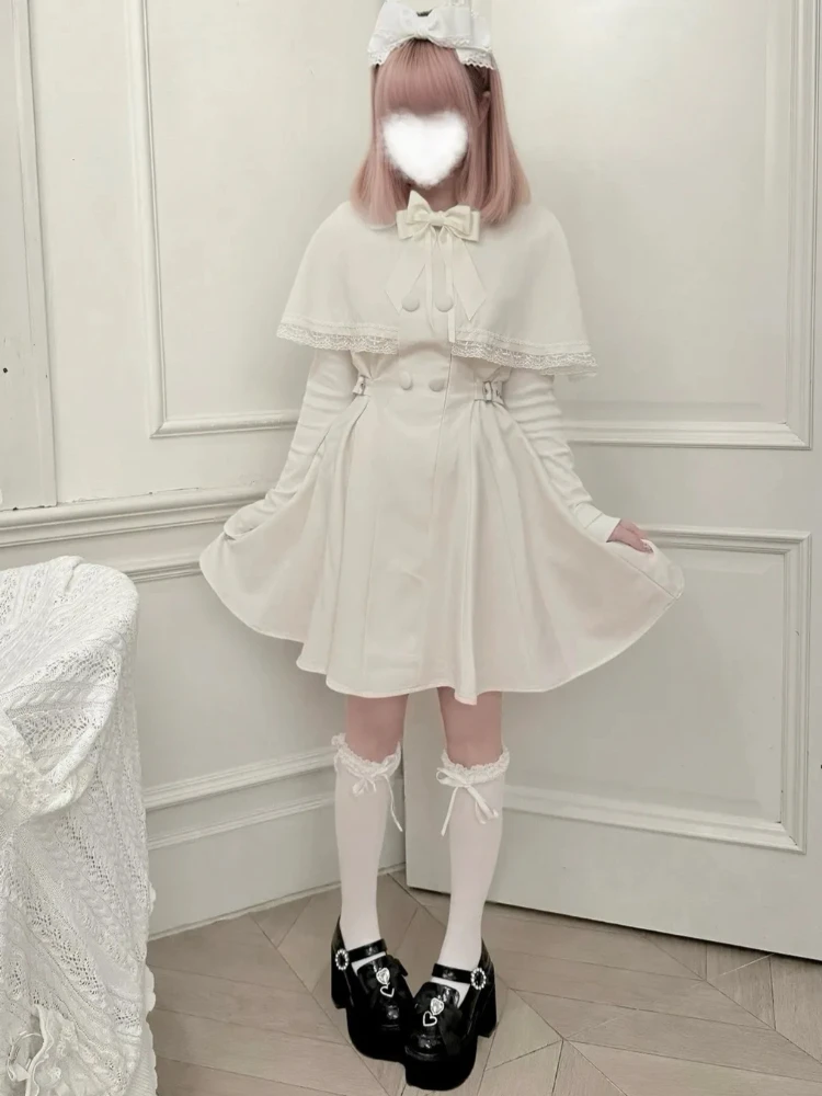 

Новое японское платье в стиле сладкой Лолиты, ретро-дизайн, с кружевом и бантом, модное элегантное платье, эстетичная винтажная одежда для вечеринок, красивая одежда 2025