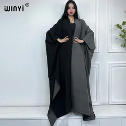 WINYI new winter dress for women Loose OverCoat Thick Warm long down coat fashion cardigan Middle East winter pure colour abaya