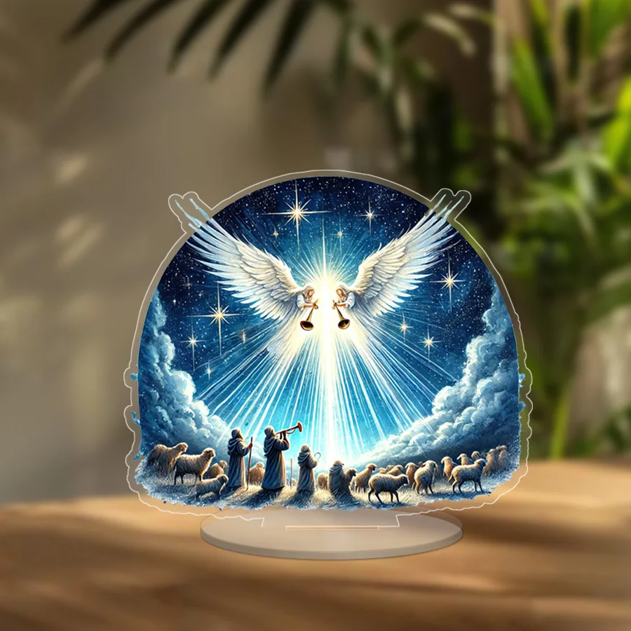 Elegant Acrylic Nativity Scene Plaque with Stand - Ideal for Desk & Living Room Decor, Perfect Birthday or Christmas Gift, for C