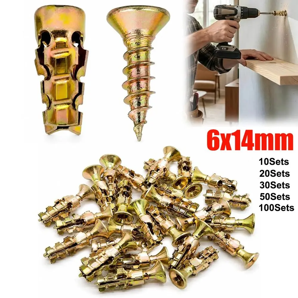 New 6×14mm Self Tapping Screw Metal Serrated Expansion Screw Short Hollow Wall Anchors Wall Drilling