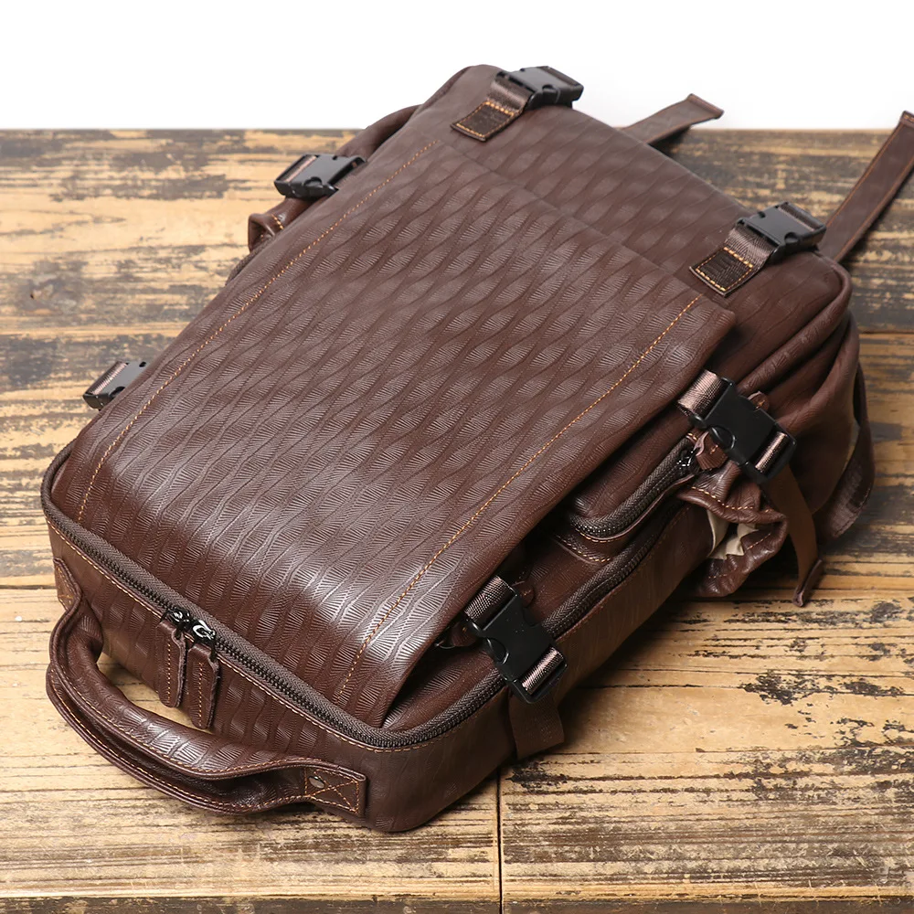 Travel Backpack Genuine Leather Business Trip Backpack Top Grain Leather Large Capacity Laptop Bag Business Trip Men's Backpacks