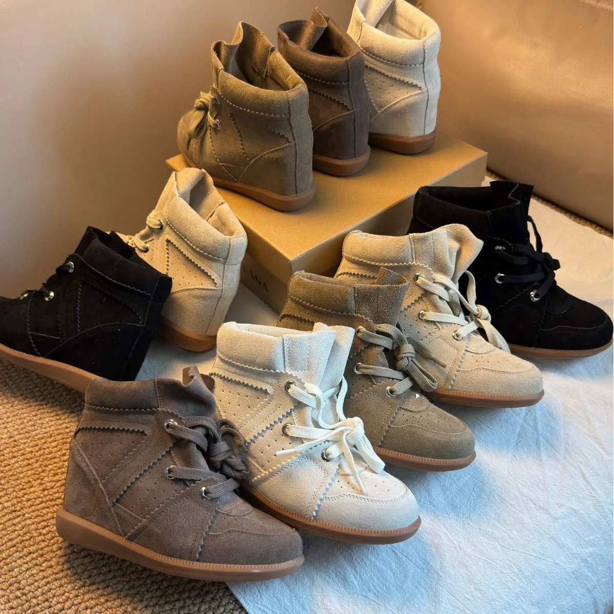

New Women's Sneakers Fashion Genuine Leather Ankle Boots Luxury Non Slip Leather Boots for Women Spring Running Shoe Botas Mujer