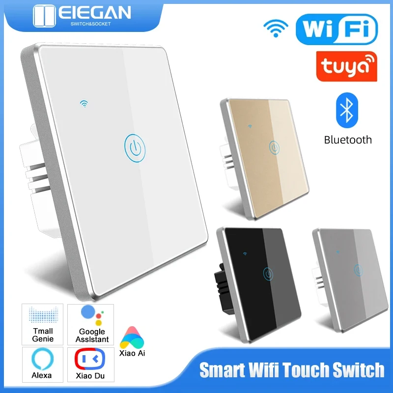 

Smart Switch Tuya Wifi Bluetooth Touch Glass Wall Lamp Switch APP Timer Voice Control Alexa Google Home Alice's Smart Home