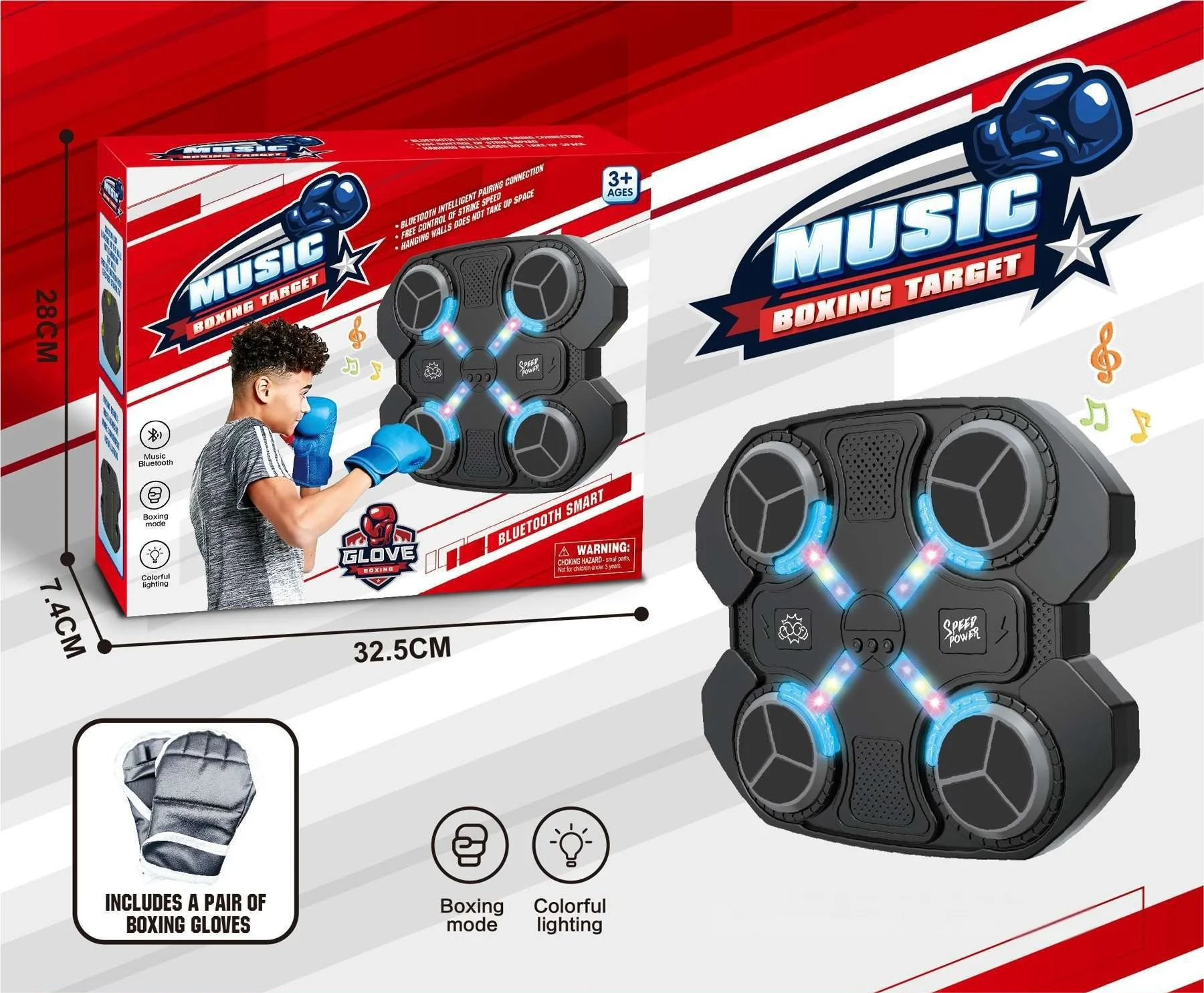 Smart Unisex Wall Mount Boxing Toy Electronic Music Punching Trainer Home Fitness Equipment with Target for All Ages