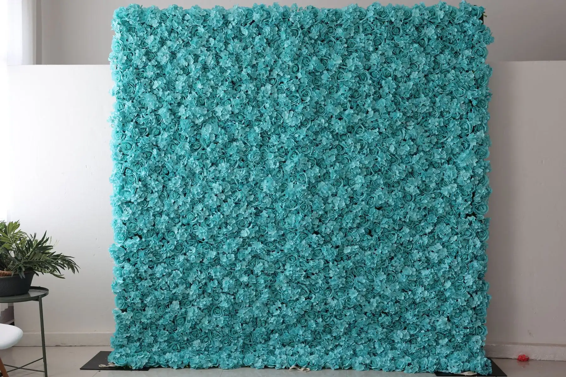 

3D Mint green Series Rose Hydrangea Roll Up Cloth Flower Wall Wedding Backdrop Window Display Flower Runner Event Party Prop