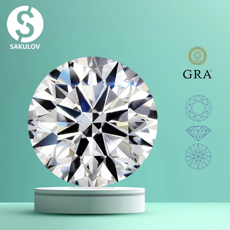 

Wholesale D Color Moissanite Stone Loose Gemstones Lab Diamond 0.1-12ct VVS1 Round Cut Positive Pass Test with GRA Certificate