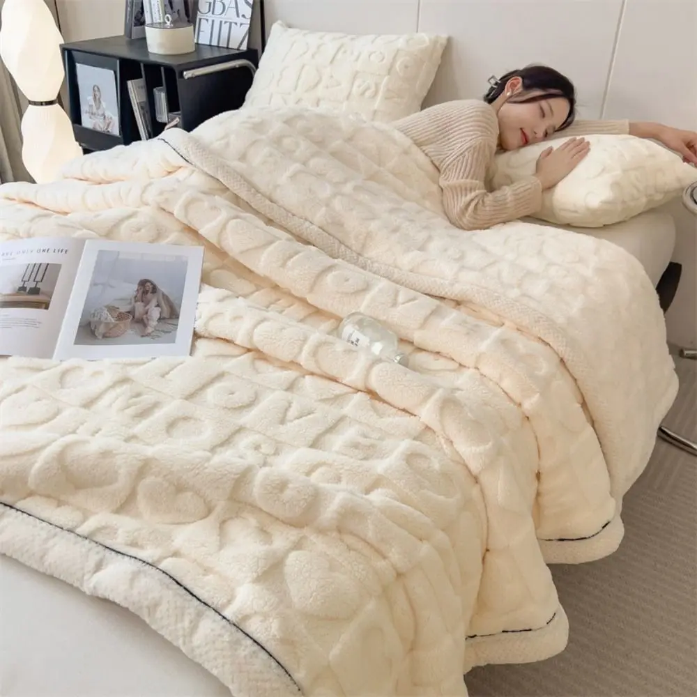 

New Fleece Thick Lamb Blanket Skin-Friendly Warm Throw Blanket Double Sided Breathable Warm Blanket Home Office
