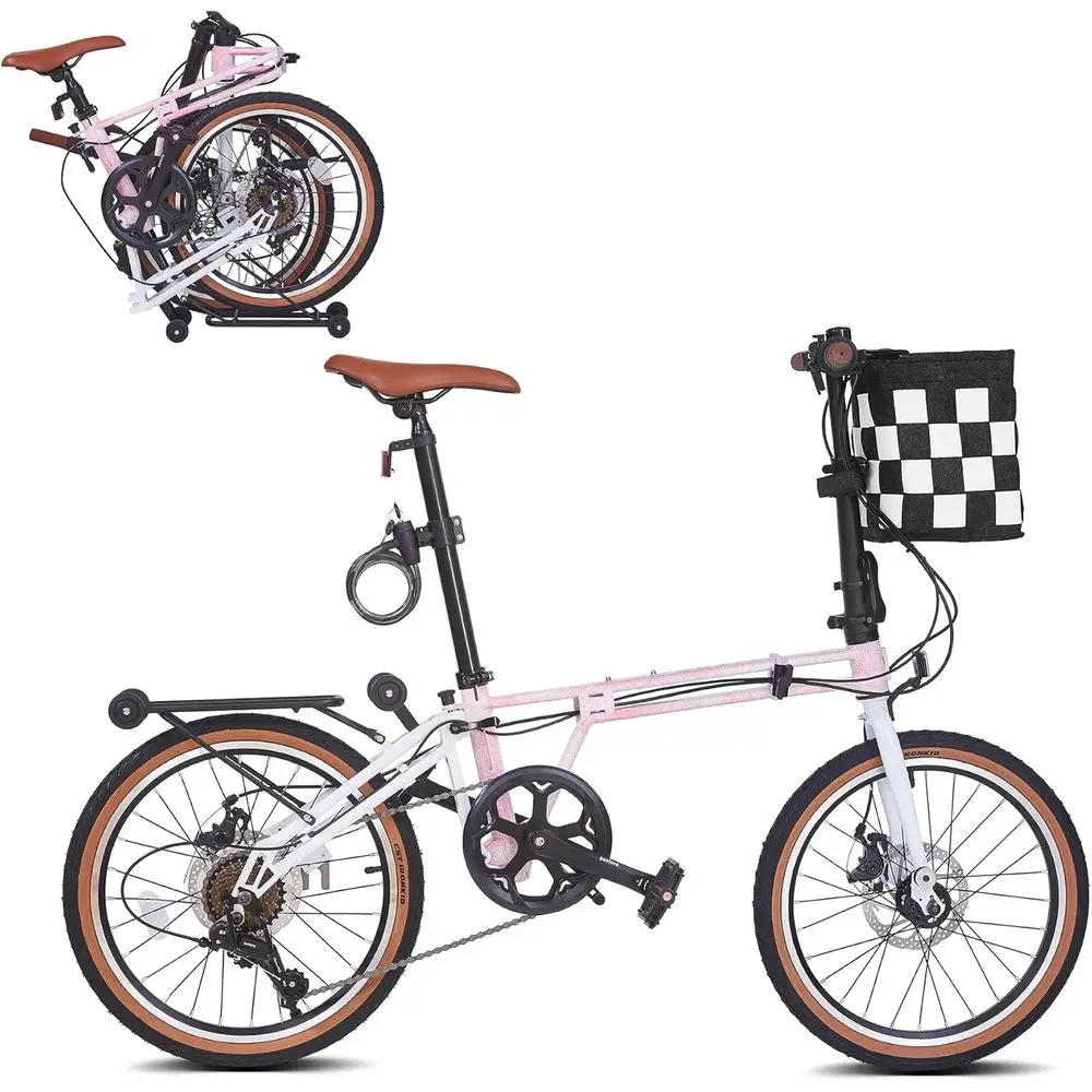 

20 Inch 7-Speed Dual Disc Brake Folding Bike for Men and Women - Portable City Commuter