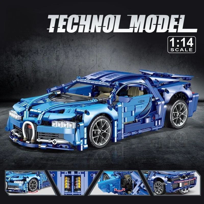 NEUE Technische 1:14 Blau Super Racing Auto Bausteine MOC Montieren Sport Modell Für Kinder Geburtstag Weihnachten Halloween Geschenke