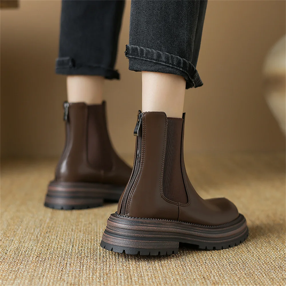 FEDONAS Basic Ankle Boots Women Warm Autumn Winter High Heels Short Motorcycle Boots Round Toe Office Shoes Woman Fashion Boots