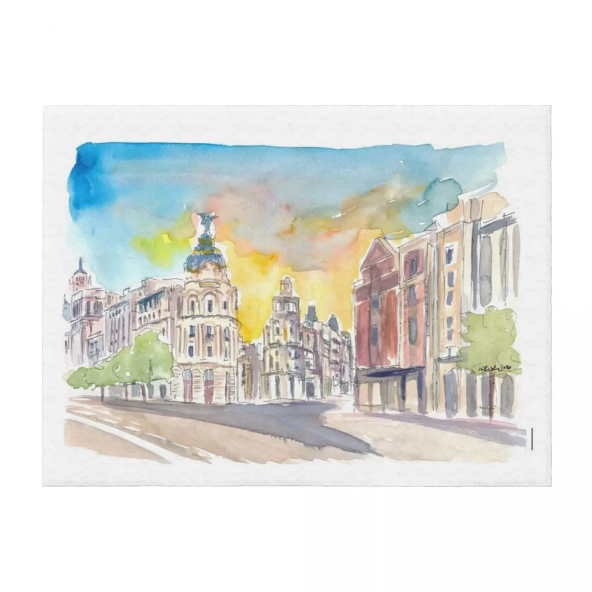 

Gran Via Street Morning Scene In Madrid Spain Throw Blanket Blankets For Baby Bed Fashionable Fashion Sofas Sofa Throw Blankets