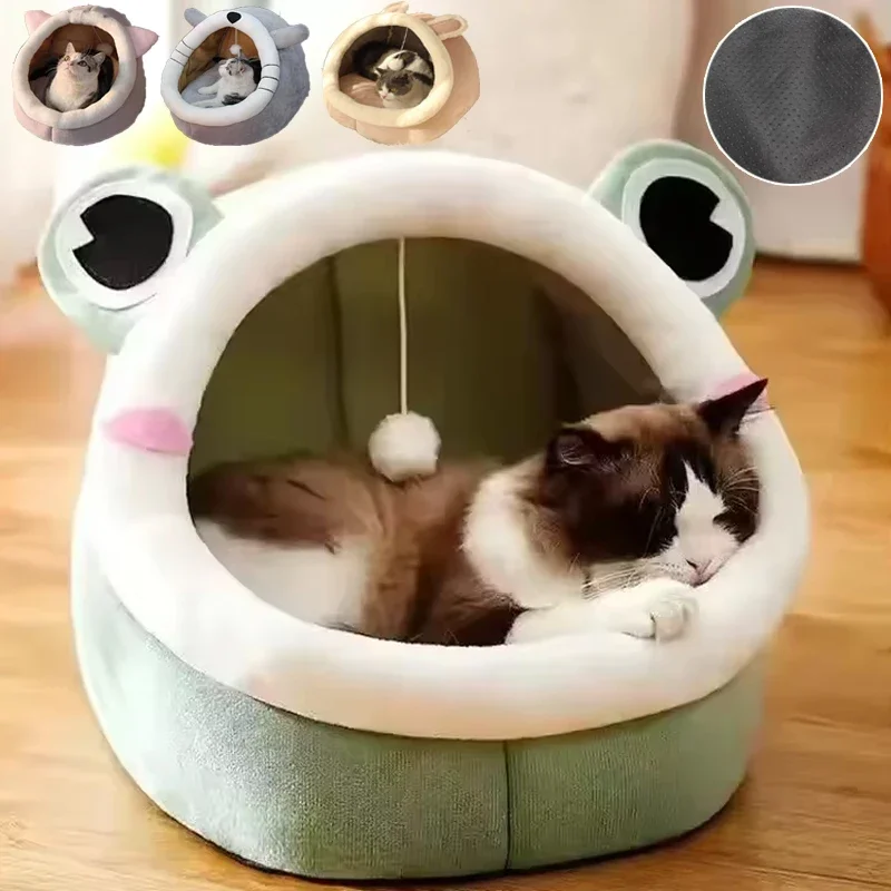 

Super Cute and Warm Pet House Kitten Cave Cushion Cat House Warm Sleeping Dog Basket Tent Small Dog Mat Supplies Bed for Cats