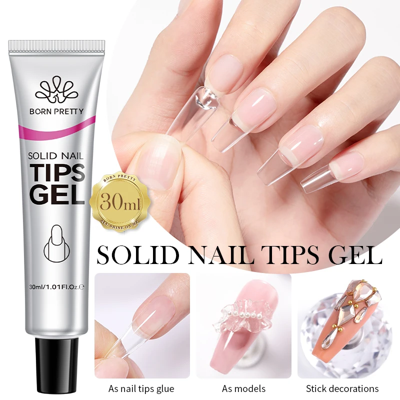 BORN PRETTY Klares, festes Nagelgel, starke Haftung, UV-LED-härtendes Nagelverlängerungsgel für künstliche Nagelspitzen, für Zuhause, Salon, DIY, 1/2 Stück