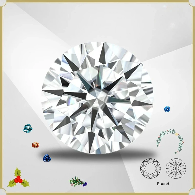 Moissanite Stone Round Cut Rainbow Green Synthetic Loose Gemstone for DIY Jewelry Making Materials Pass Diamond Tester