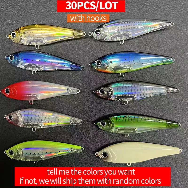 

30pcs Fishing Lure Sets Sinking Twitchbait 90mm 18g Saltwater Bass Artificial Bait Isca Pesca Fishing Tackle 9070