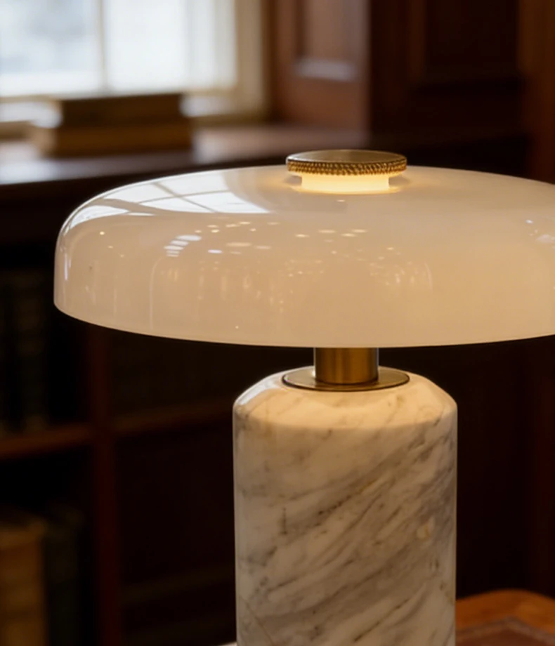 Natural White Marble Table Lamp Atmosphere Home Glass