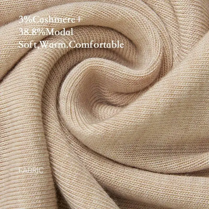 Women Cashmere Blend Long Sleeve Top Autumn Winter Soft Modal Stretch Slim Fit Round Neck Basic Layering Knit T-Shirt