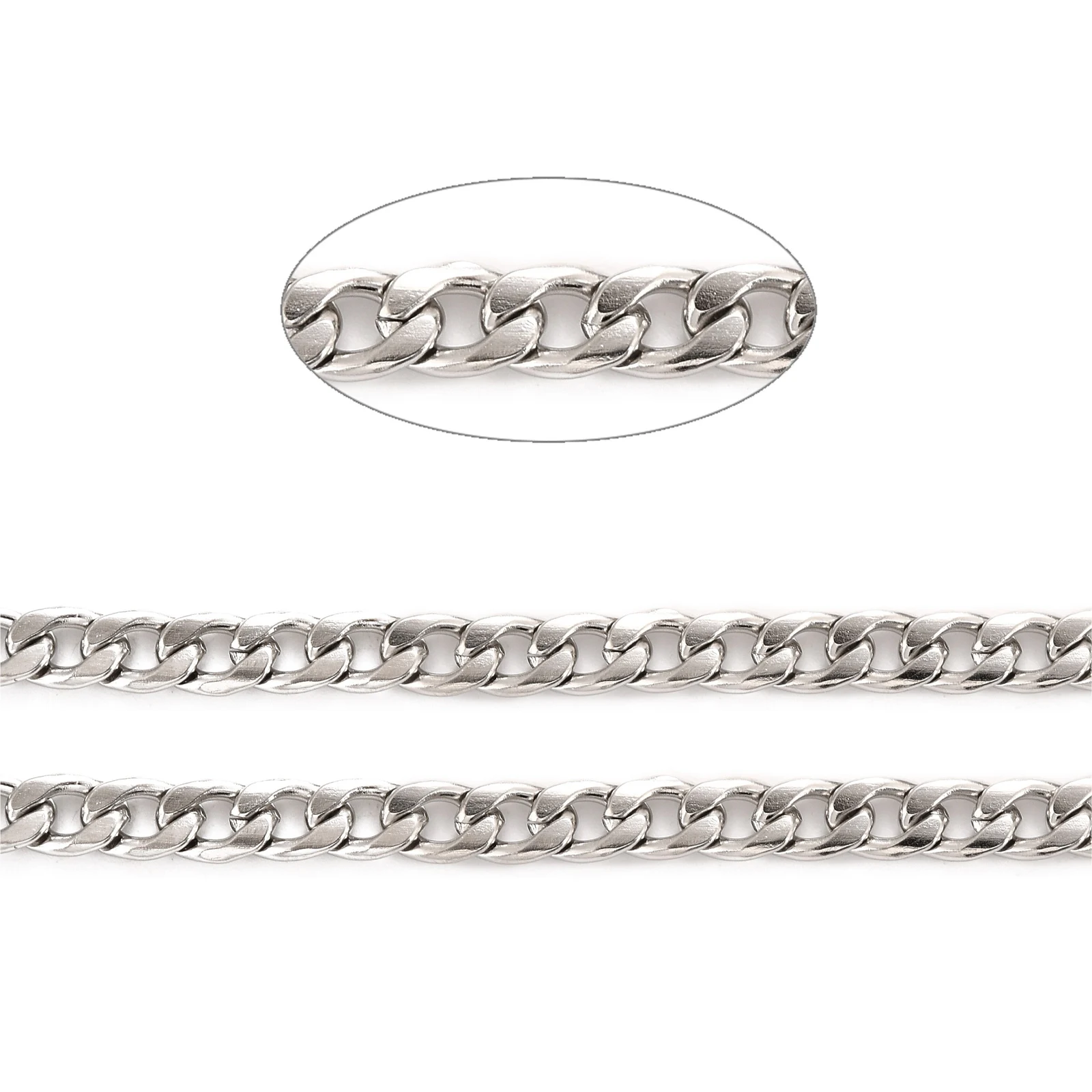 10m/roll 304 Stainless Steel Cuban Link Chains Unwelded For Men Women Fashion Jewelry Making Chokers Necklace Accessories