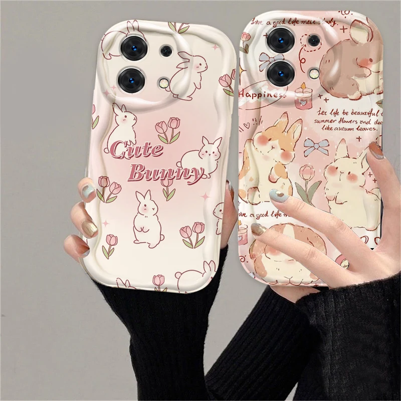 Butterfly Pink Rabbit Cute For Xiaomi Redmi Note 13 12 12S 11S 11 10 9 8 10A 9C 9T Pro Plus 5G Wave Oil Funda Phone Case