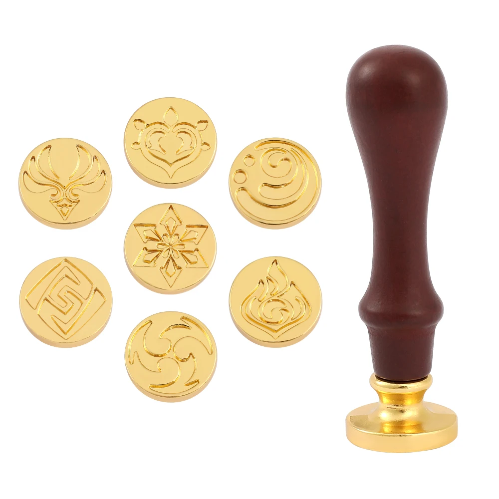 Game Genshin Impact Fire Lacquer Seals Set Eye Of God Vision Element Accessories Gifts Wedding Invitation Sealing Wax Stamp