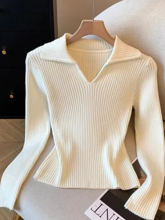 

Ele Women's Ne Knitwear Slim Fit Design Sensation Inner Wear French Sle Faionable Autumn Winter New Arrival