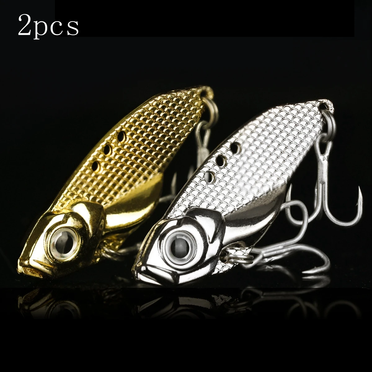 

2pcs VIB Hard Fishing Lure Bass Striped Rattlesnake Crankbait Bait Saltwater Freshwater with Blood Groove Treble Hooks