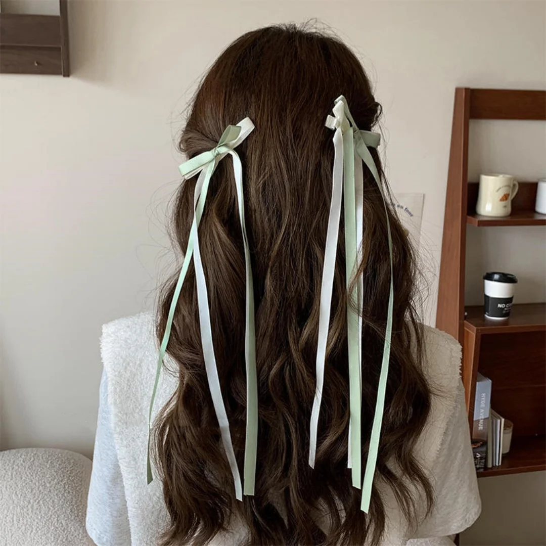 FANYIN Super Long Tassel Bow Ribbon Hair Clip for Women Summer Aweet Duckbill Clip Hairpin Korean New Fashionable Hair Accessory