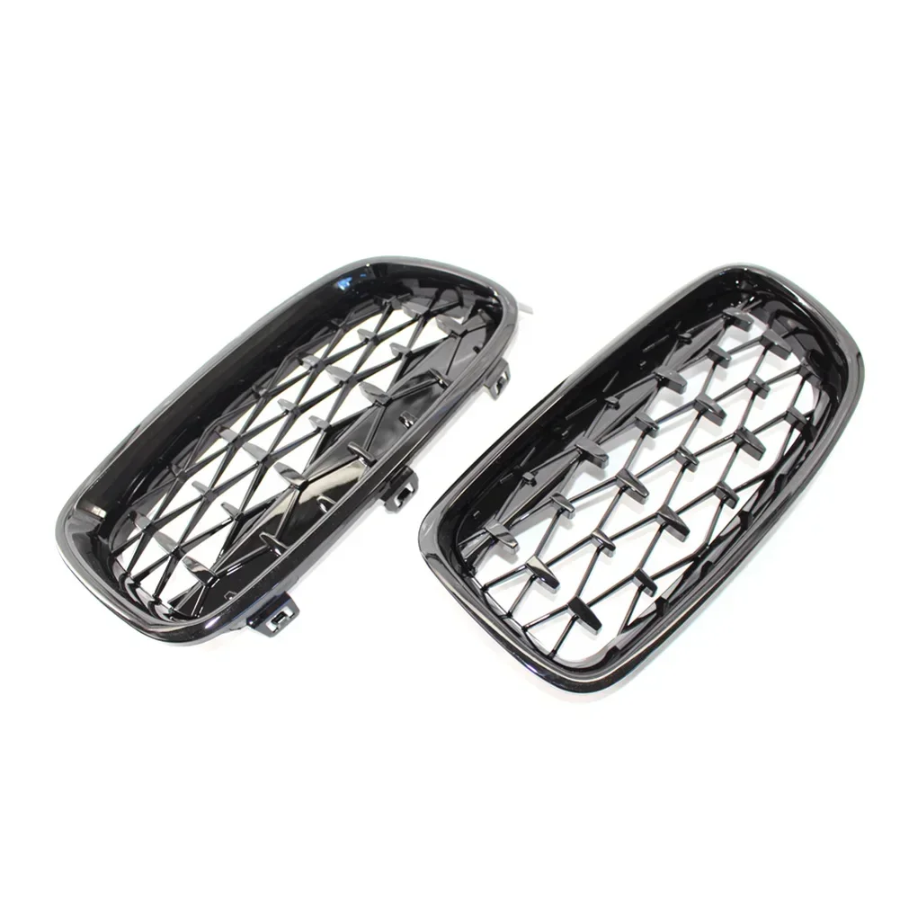 we Car Front Diamond Grille For BMW 3 Series F30 F31 320i 328i 330i 335i 2013 2014 2015 2016 2017 2018 Gloss Black Meteor fd