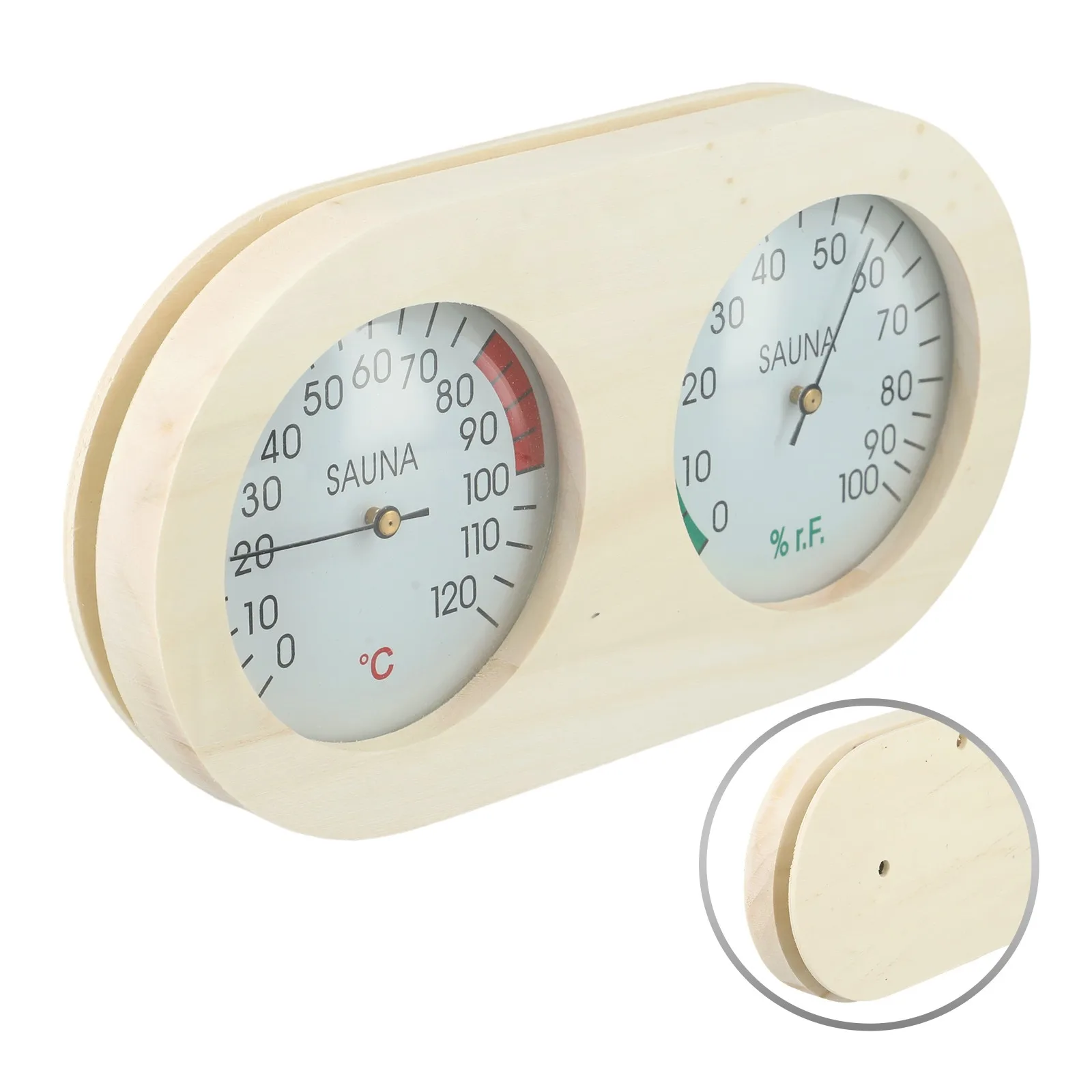 Humidity Gauge Hygrometer Device Sauna Environment Multifunctional Design Natural Wood Material Practical Usage For Home Use