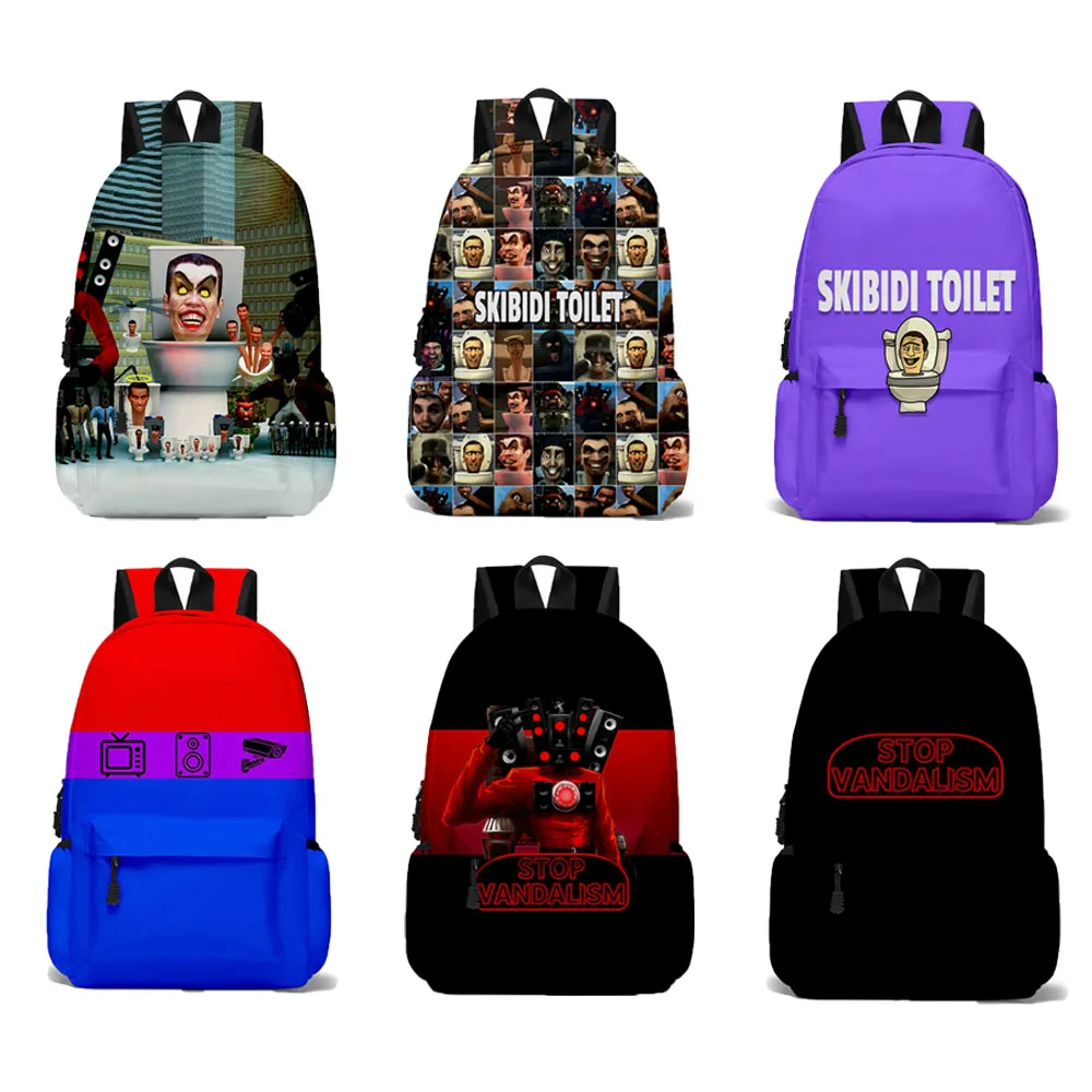 New Skibidi Toilet Cartoon Bag Action Figure School Backpack Toilet Man TV Man Titan Game Children Bag  Cosplay Anime Bags