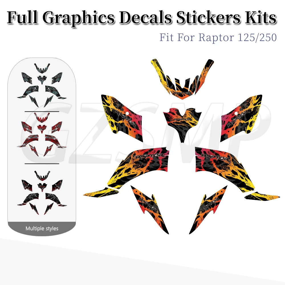 ATV Background Graphics Decals Deco Stickers Kit Fit for Yamaha Raptor 125 2011-2013 Raptor 250 2008-2013 YFM 250R 150R