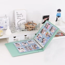 Carpeta de macarrón de cuero PU para tarjetas fotográficas, cubierta de brillo A5, álbum de fotos Kpop, tarjeta postal, libro de colección, 6 bolsillos