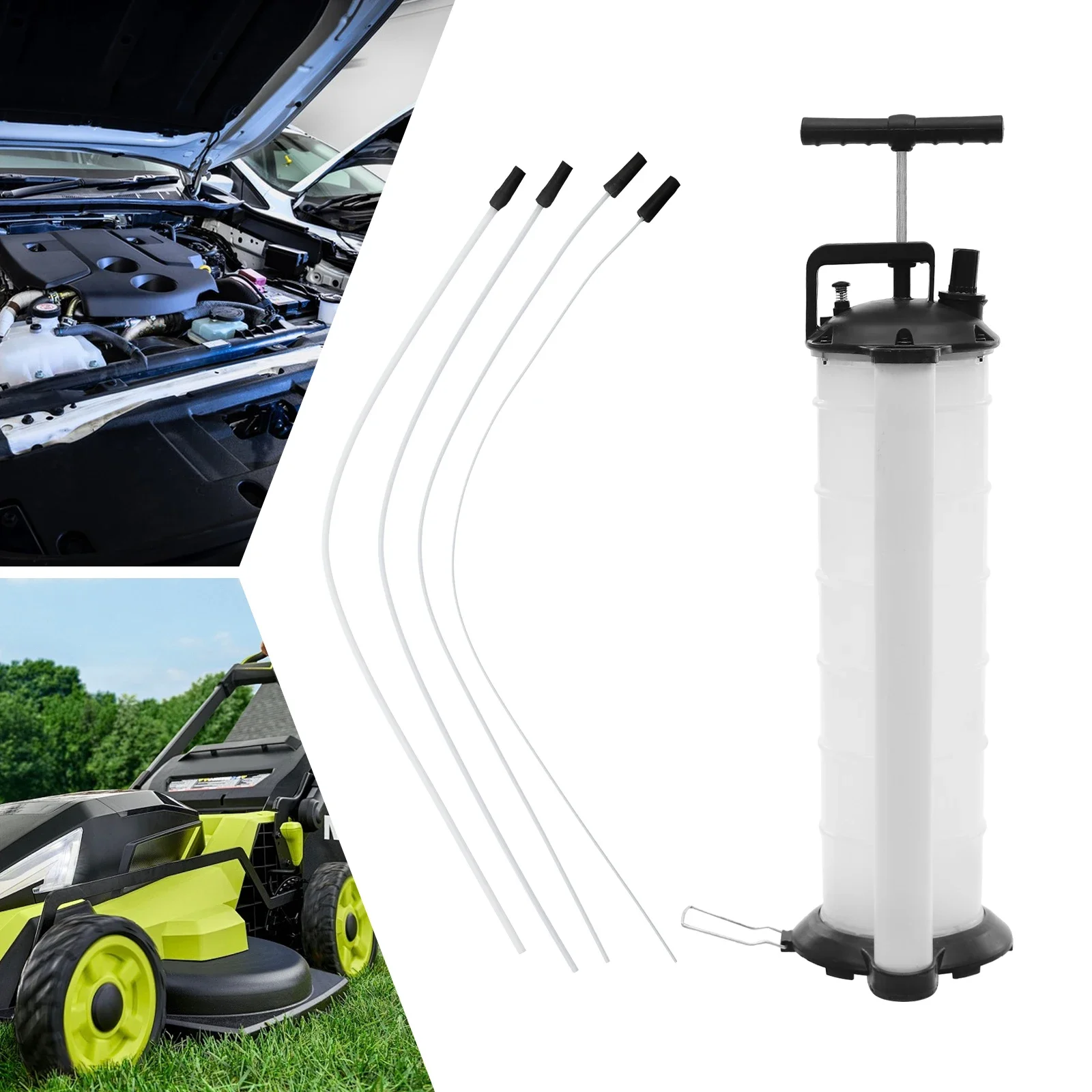 Image of 6,8L/1,8Gal Manuelle Ölpumpe, Hochwertige Flüssigkeitsextraktionspumpe Weiß mit 4 Schläuchen, für Autos und Boote NEU (WEISS, 9,64*9,64*25,59 Zoll)