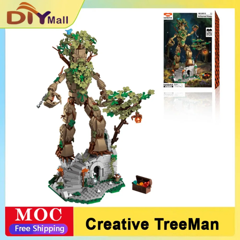 

Wooden Man Dolls Arboreal Keep Building Set Classic Movie-Themed Mini Particle Blocks Assembly Toys for Kids Halloween DIY Gifts