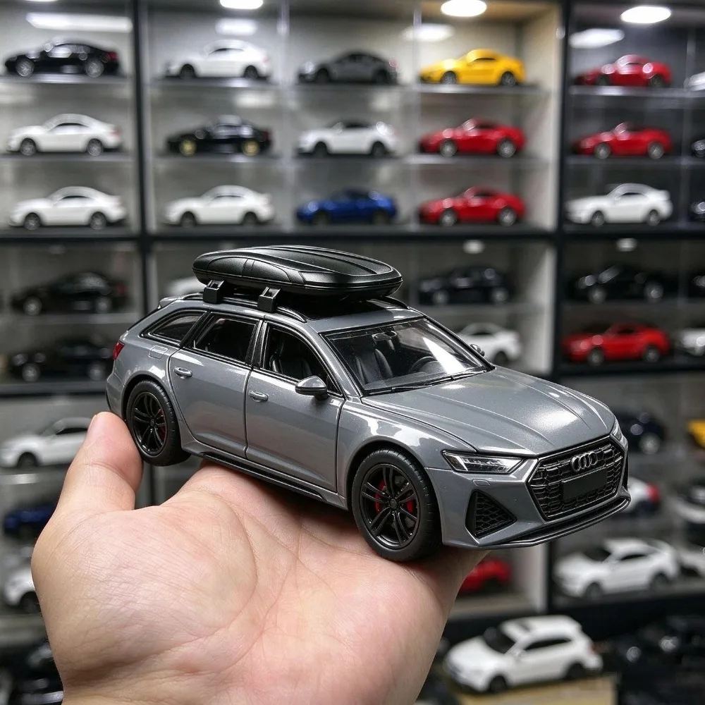 1:36 Alloy Wagon Diecast Model Car With Roof Luggage Box, Christmas Gift, Collectible Display Ornament For Car Enthusiasts