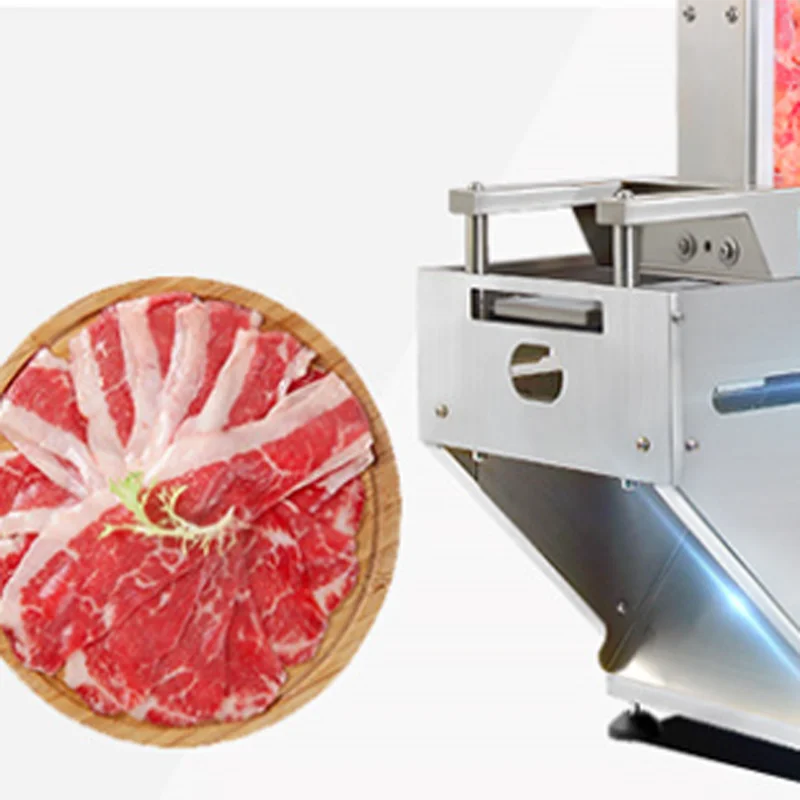 High Efficiency Meat Roll Cutting Machine 60 Slices Per Minute Alloy Steel Blade Frozen Meat Slicer