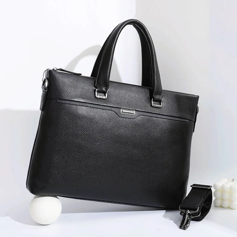 حقيبة يد رجالية صيفية جديدة ذات سعة كبيرة حقيبة لابتوب عادية حقيبة ساعي أصلية حقيبة أعمال جلدية راقية للرجال #1